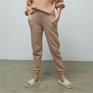 New $198! LUNYA M Otium Tan Heather Restore Double Faced Joggers Lounge Pants